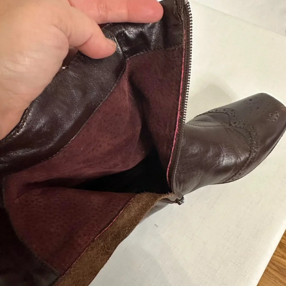 Febo Vintage Argentine Brown Leather Wingtip Ankle Boots -Tassel Detail Size 6.5
